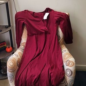 Long sleeve burgundy dress